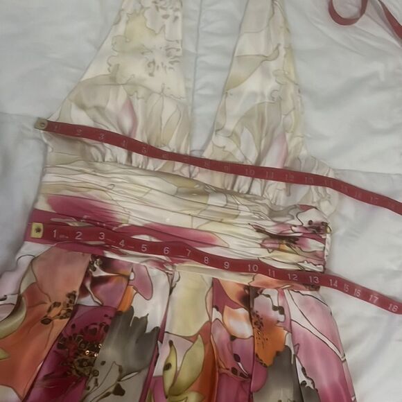 Adrianna Papel Occasions Dress Size 6 Silk Halter Backless Floral Pleated Sequin - Picture 12 of 12